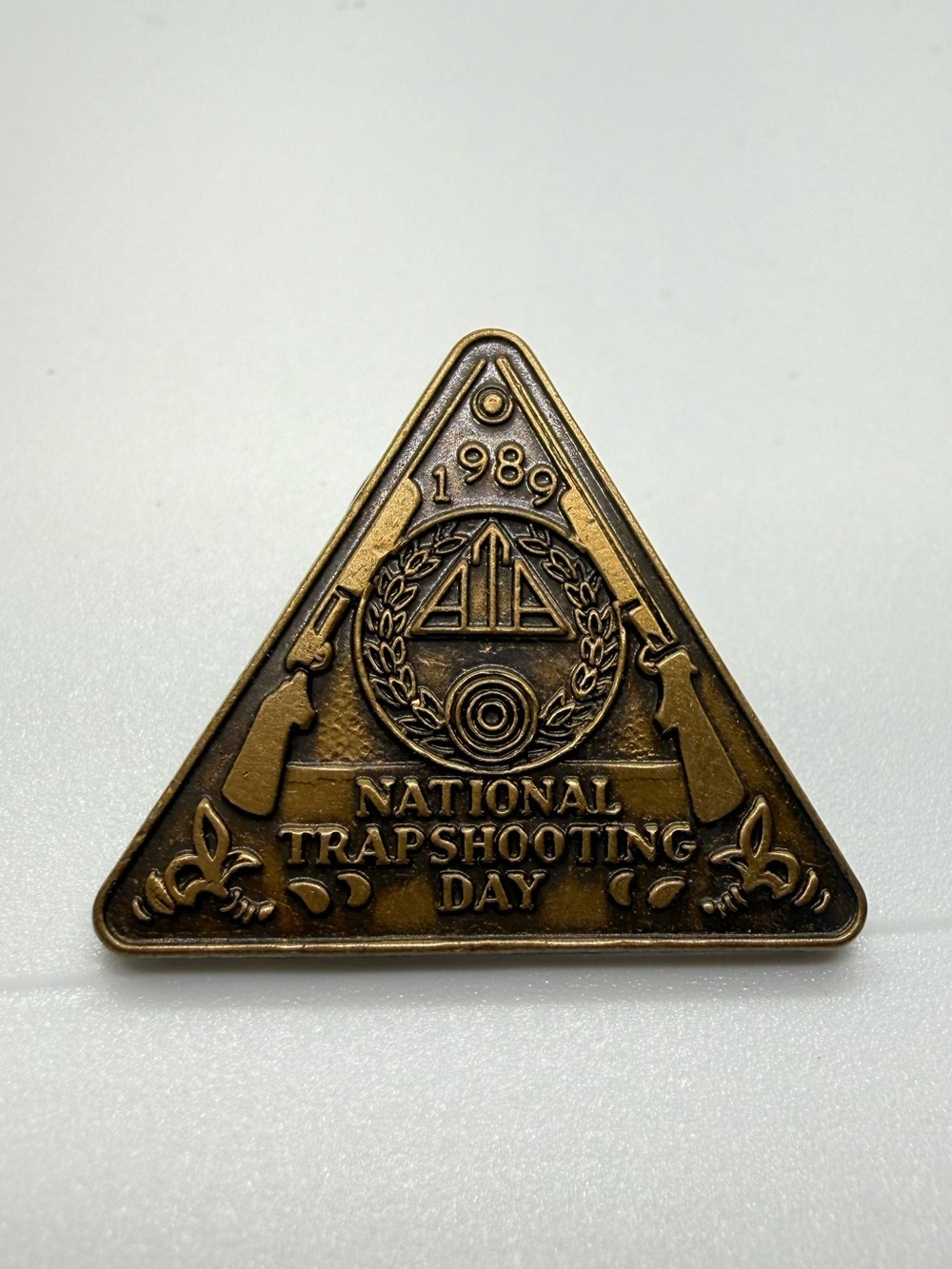 Vintage 1989 ATA National Trapshooting Day Bronze Tone Pin